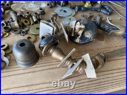 Antique Vintage Brass Gas Light Lamp Crystal Glass Chandelier Parts Marble Lot