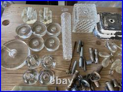 Antique Vintage Brass Gas Light Lamp Crystal Glass Chandelier Parts Marble Lot