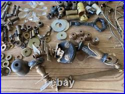 Antique Vintage Brass Gas Light Lamp Crystal Glass Chandelier Parts Marble Lot