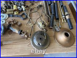 Antique Vintage Brass Gas Light Lamp Crystal Glass Chandelier Parts Marble Lot