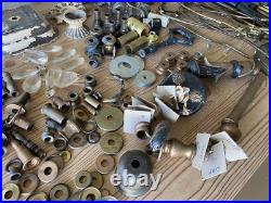 Antique Vintage Brass Gas Light Lamp Crystal Glass Chandelier Parts Marble Lot