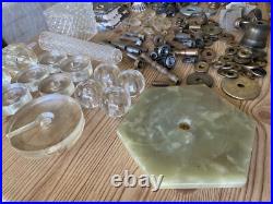 Antique Vintage Brass Gas Light Lamp Crystal Glass Chandelier Parts Marble Lot