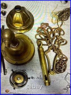 Antique Vintage Brass Lamp Parts Lot Sockets Base Chain Finial Repair Salvage