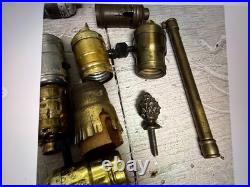 Antique Vintage Brass Lamp Parts Lot Sockets Base Chain Finial Repair Salvage