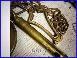 Antique Vintage Brass Lamp Parts Lot Sockets Base Chain Finial Repair Salvage