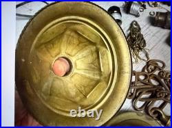 Antique Vintage Brass Lamp Parts Lot Sockets Base Chain Finial Repair Salvage