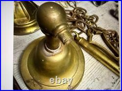 Antique Vintage Brass Lamp Parts Lot Sockets Base Chain Finial Repair Salvage