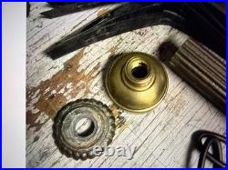 Antique Vintage Brass Lamp Parts Lot Sockets Base Chain Finial Repair Salvage