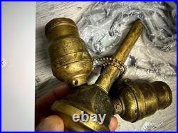 Antique Vintage Brass Lamp Parts Lot Sockets Base Chain Finial Repair Salvage