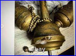 Antique Vintage Brass Lamp Parts Lot Sockets Base Chain Finial Repair Salvage