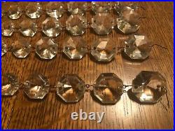 Antique Vintage Glass Cut Crystal Chandelier Lamp Parts 112 Prisms Lot 8 Strands