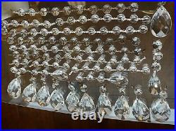 Antique Vintage Glass Cut Crystal Chandelier Lamp Parts Octagon Prisms Lot 121