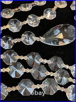 Antique Vintage Glass Cut Crystal Chandelier Lamp Parts Octagon Prisms Lot 121