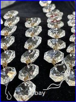 Antique Vintage Glass Cut Crystal Chandelier Lamp Parts Octagon Prisms Lot Of 54