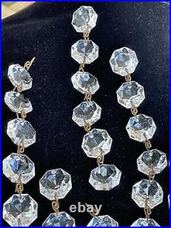 Antique Vintage Glass Cut Crystal Chandelier Lamp Parts Octagon Prisms Lot Of 54