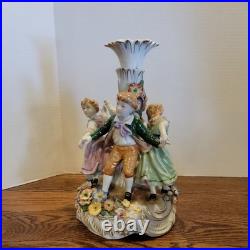 Antique Von Scheirholz German Porcelain Figural Lamp Lithophane Shade 24 Parts