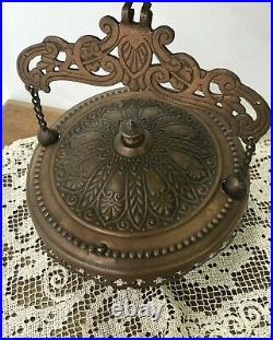 Antique Vtg B&H Hanging Oil Lamp Pull Down Motor Chain Brass Copper Canopy Parts