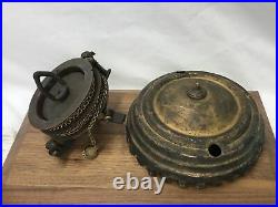 Antique Vtg Hanging Oil Lamp Pull Down Motor Chain Brass Canopy Parts WORKING