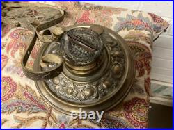 Antique Vtg Oil Lamp Chandelier Brass Metal Parts Beautiful And Ornate