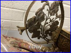 Antique Vtg Oil Lamp Chandelier Brass Metal Parts Beautiful And Ornate