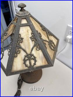 Antique Vtg Rainaud 1118 Stained Glass Table Lamp Tiffany Era RESTORATION/ PARTS