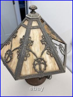 Antique Vtg Rainaud 1118 Stained Glass Table Lamp Tiffany Era RESTORATION/ PARTS