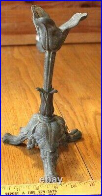 Antique bronze candle stick holder Lamp parts flower leaf grape design Vintage