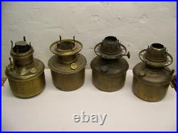 Antique center draft oil lamp brass 5 font lot of 4 parts repair