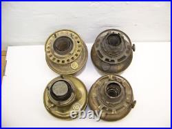 Antique center draft oil lamp brass 5 font lot of 4 parts repair