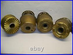 Antique center draft oil lamp brass 5 font lot of 4 parts repair