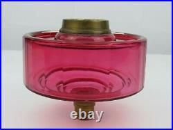 Antique cranberry cut glass oil lamp font reservoir Oil lamp parts