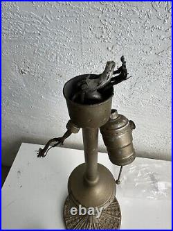Antique double socket table lamp base parts restore 1X