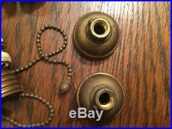 Antique hubbell Lamp Sockets Pair Vintage 8 Acorn Pull Chain Fat Boys