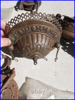 Antique retractable lamp pulley parts