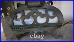 Antique wrought iron slag glass lamp (for parts or repair)