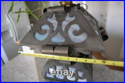 Antique wrought iron slag glass lamp (for parts or repair) Antique wrought iron slag glass lamp (for parts or repair)