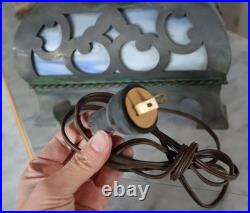 Antique wrought iron slag glass lamp (for parts or repair)