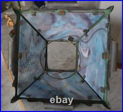 Antique wrought iron slag glass lamp (for parts or repair)