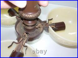 Art Deco 3 Light Slip Shade Ceiling Fixture Vintage Untested For Parts/Resto Art Deco 3 Light Slip Shade Ceiling Fixture Vintage Untested For Parts/Resto