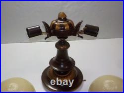 Art Deco 3 Light Slip Shade Ceiling Fixture Vintage Untested For Parts/Resto