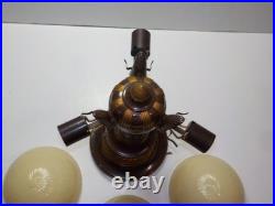 Art Deco 3 Light Slip Shade Ceiling Fixture Vintage Untested For Parts/Resto