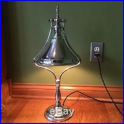 Art Deco Chrome Over Brass Antique Vintage Adjustable Table Lamp Light