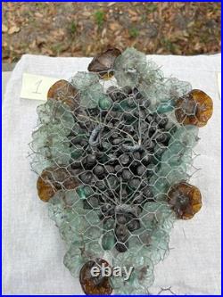 Art Nouveau Glass Grapes & Leaves Cluster Murano Lamp Chandelier Parts #1