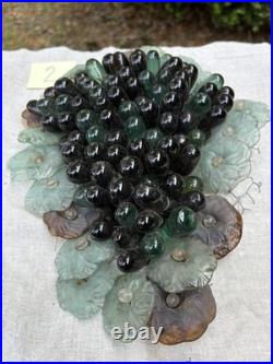 Art Nouveau Glass Grapes & Leaves Cluster Murano Lamp Chandelier Parts #2
