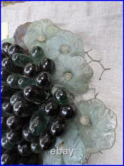 Art Nouveau Glass Grapes & Leaves Cluster Murano Lamp Chandelier Parts #2