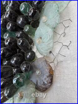 Art Nouveau Glass Grapes & Leaves Cluster Murano Lamp Chandelier Parts #2
