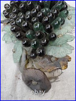 Art Nouveau Glass Grapes & Leaves Cluster Murano Lamp Chandelier Parts #3
