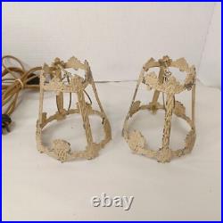 Art Nouveau Slag Lamp Vintage Desk Lamps Pair For Parts Or Restoration
