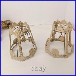 Art Nouveau Slag Lamp Vintage Desk Lamps Pair For Parts Or Restoration