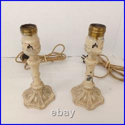 Art Nouveau Slag Lamp Vintage Desk Lamps Pair For Parts Or Restoration